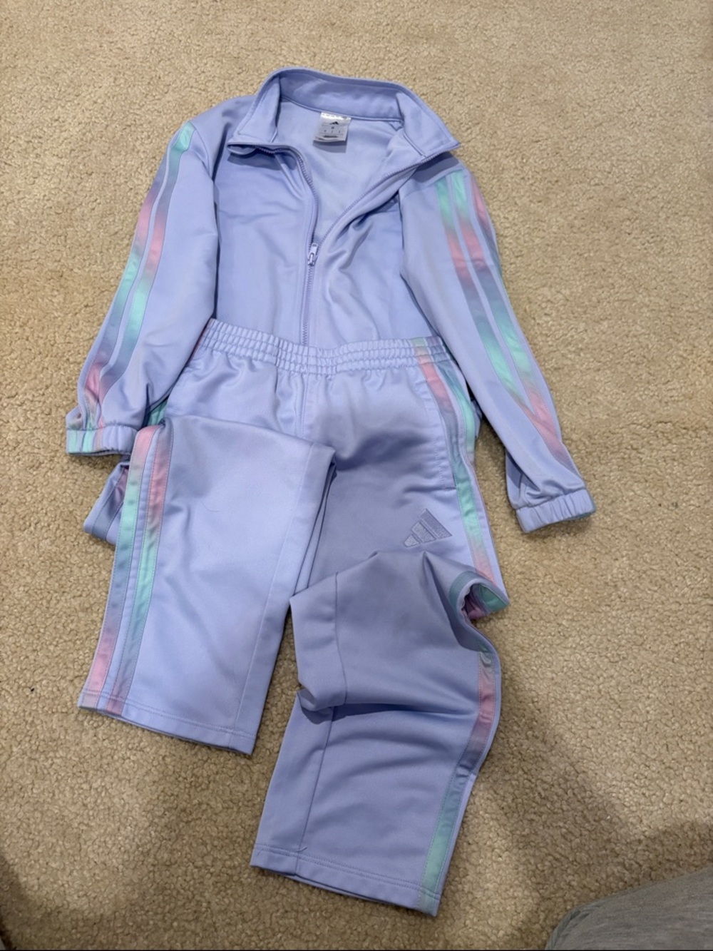 adidas Lavender Track Jacket and Pants with Pastel Side Stripes